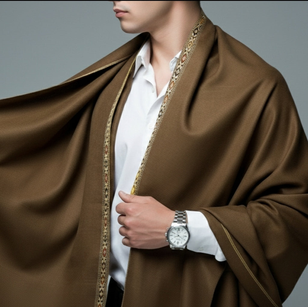 Pure Brown Pashmina wool shawl | Hand made from Swat Pakistan