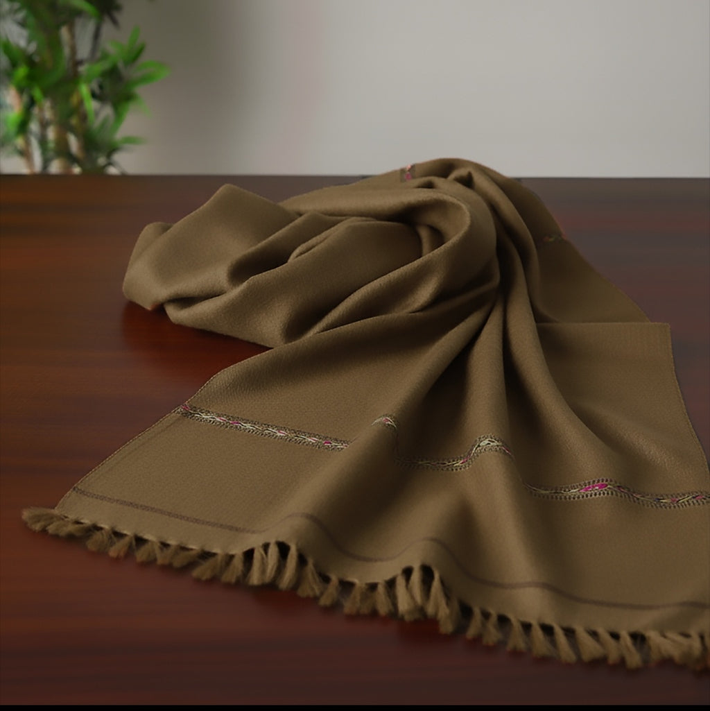 Pure Brown Pashmina wool shawl | Hand made from Swat Pakistan